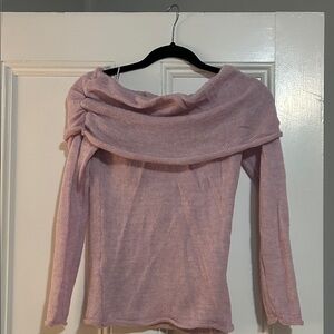 Mango Soft Pink Off-Shoulder Sweater
